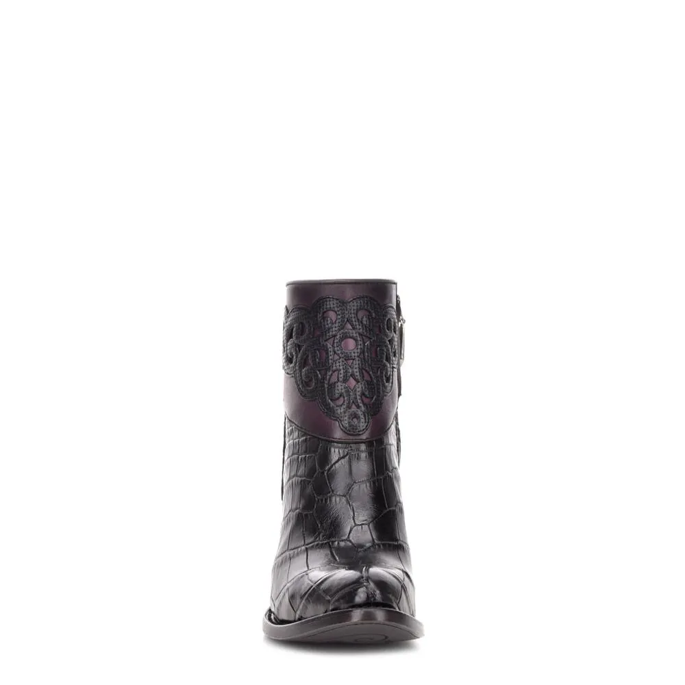 3F04AP - Cuadra black western fashion alligator ankle boots for women