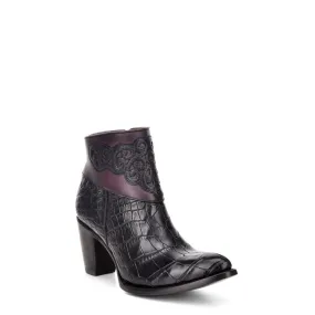 3F04AP - Cuadra black western fashion alligator ankle boots for women