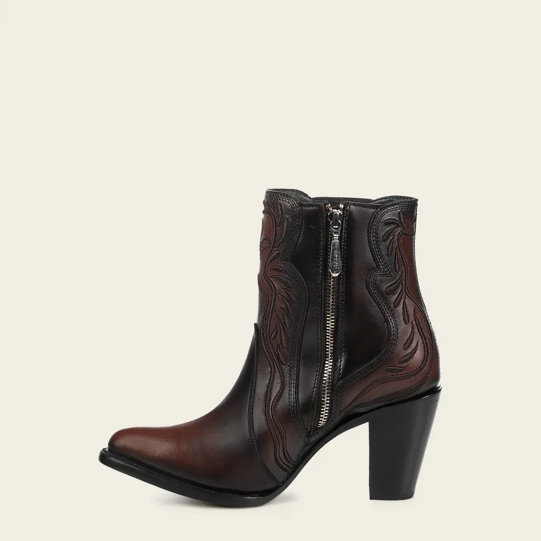 3F0QRS- Cuadra chocolate cowhide ankle boots for women