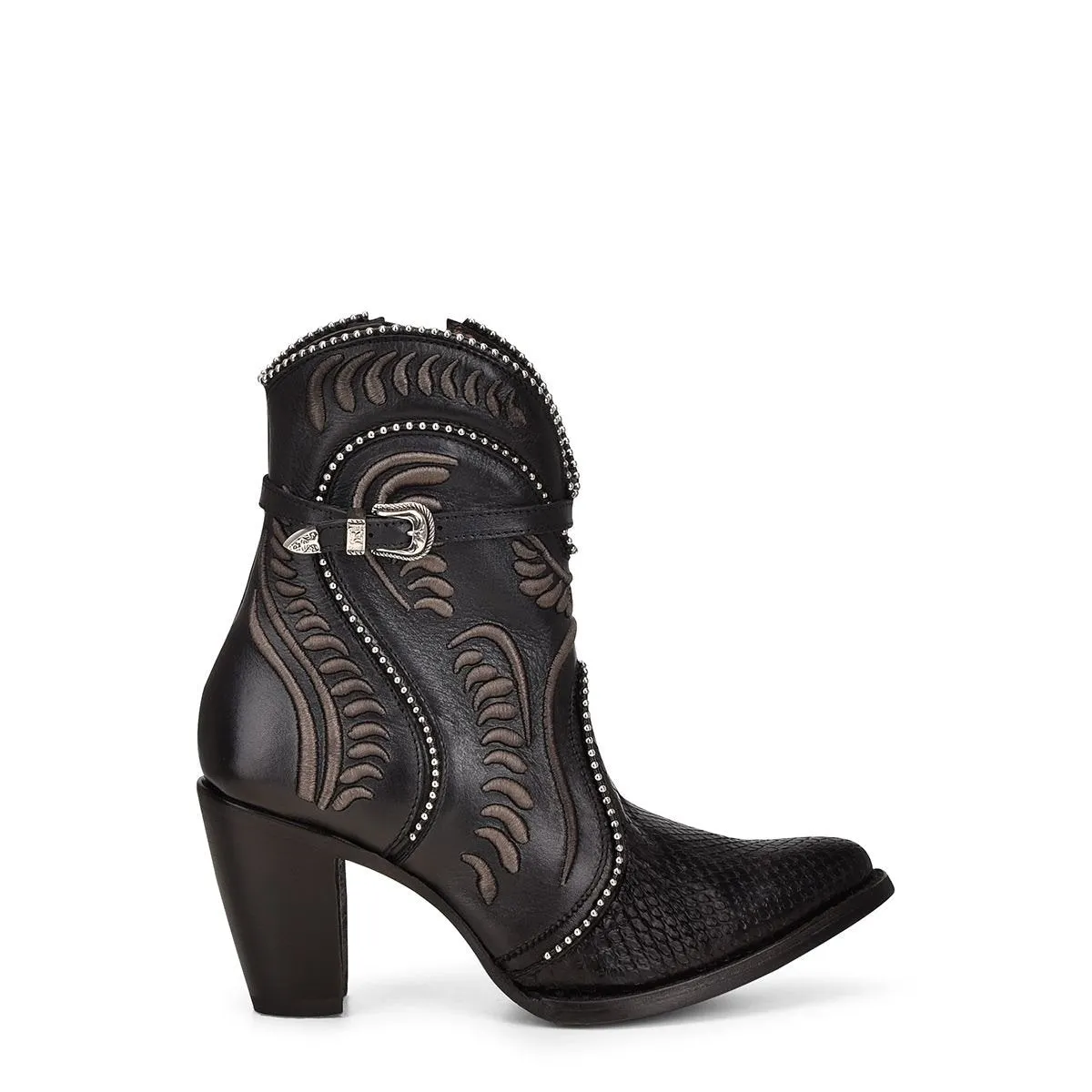 3F59PH - Cuadra black dress cowgirl python skin ankle boots for women