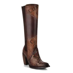 3F66PH - CUADRA BROWN FASHION PARIS TEXAS PYTHON LEATHER BOOTS FOR WOMEN