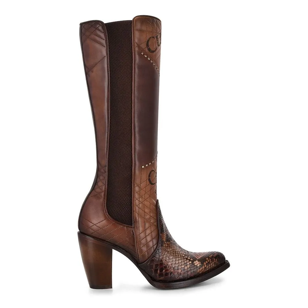 3F66PH - CUADRA BROWN FASHION PARIS TEXAS PYTHON LEATHER BOOTS FOR WOMEN