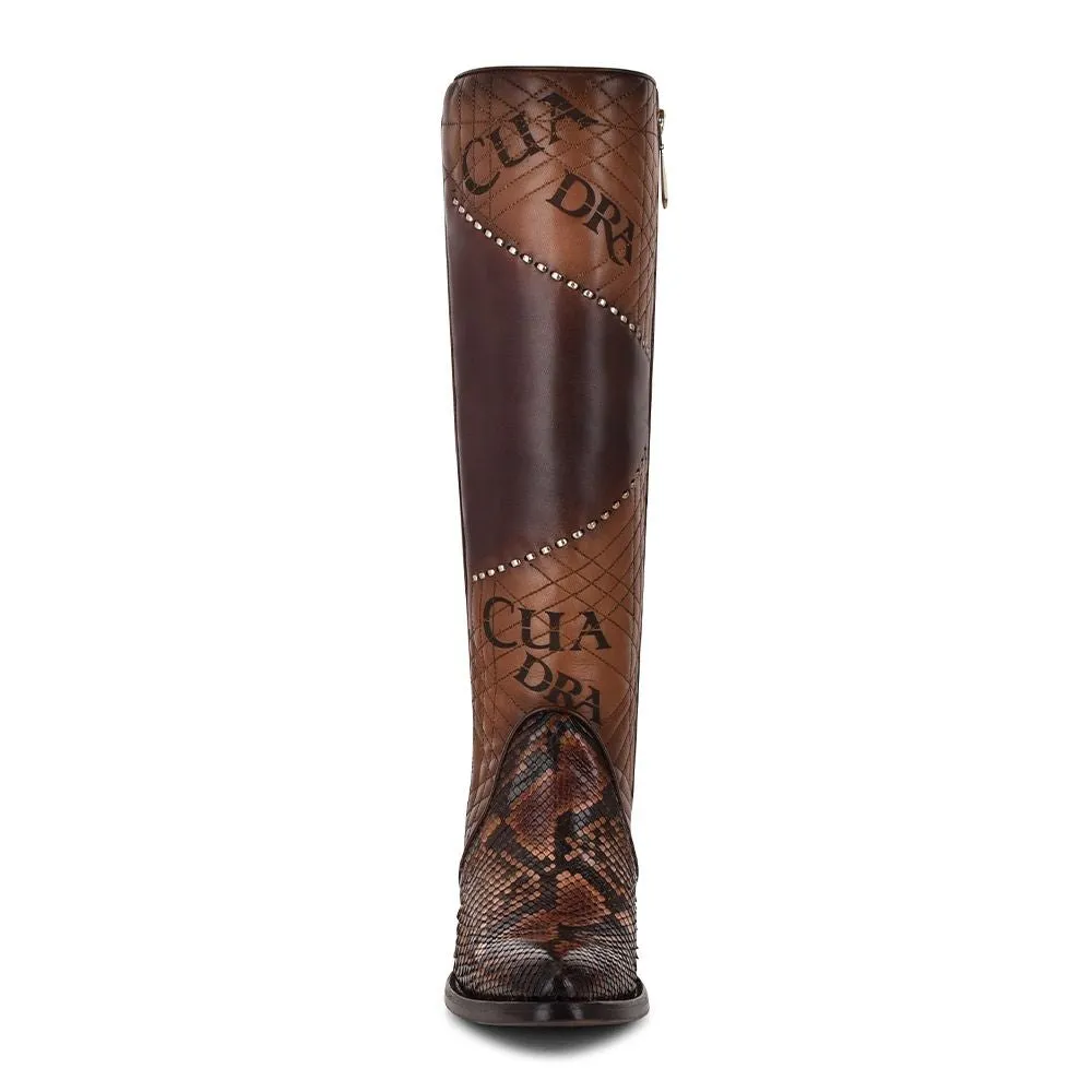 3F66PH - CUADRA BROWN FASHION PARIS TEXAS PYTHON LEATHER BOOTS FOR WOMEN