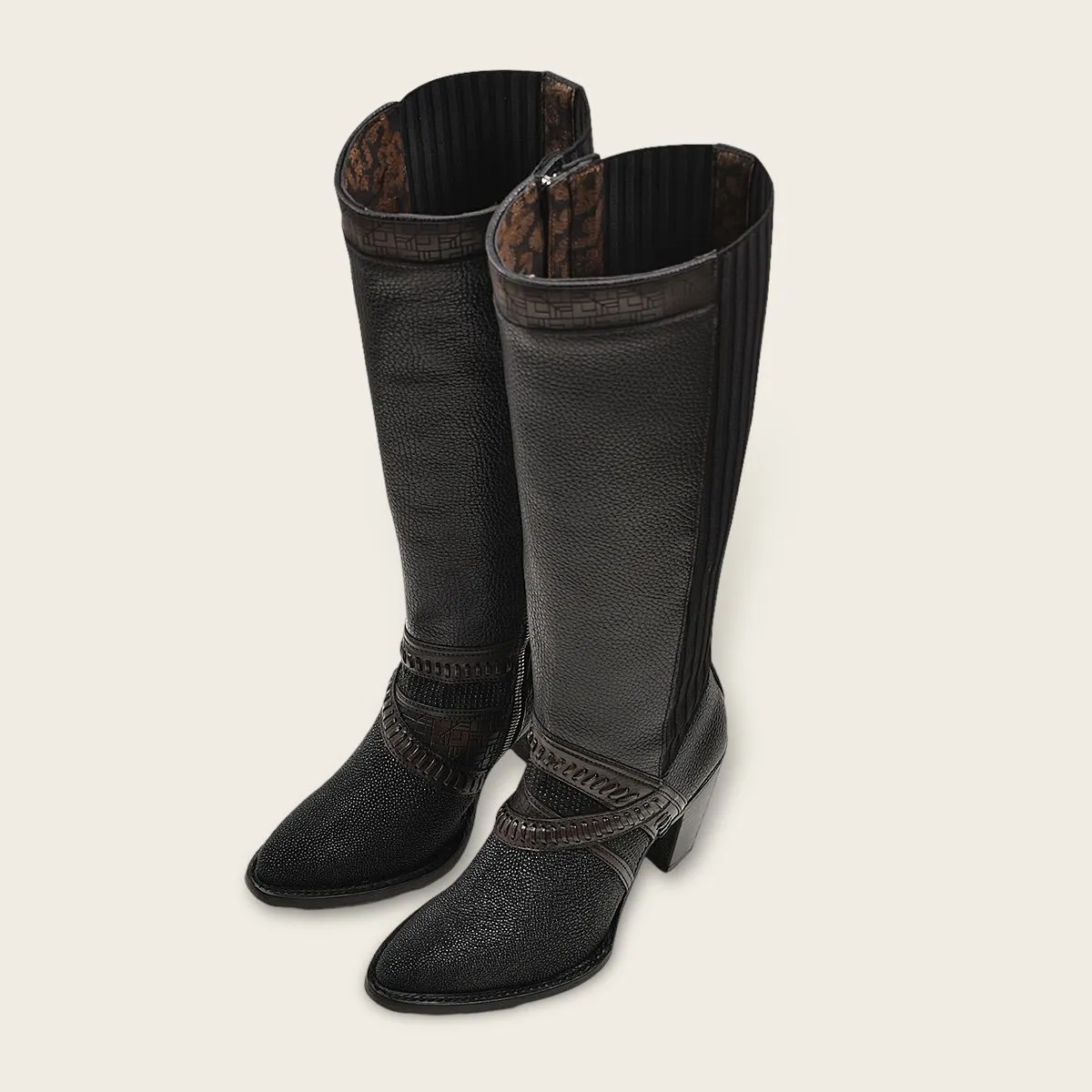 3F99MA - Cuadra black western cowgirl stingray knee high boots for women