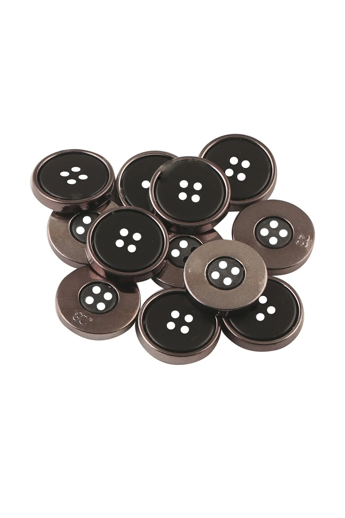 4-Hole Black with Gunmetal Round Shape ABS Button