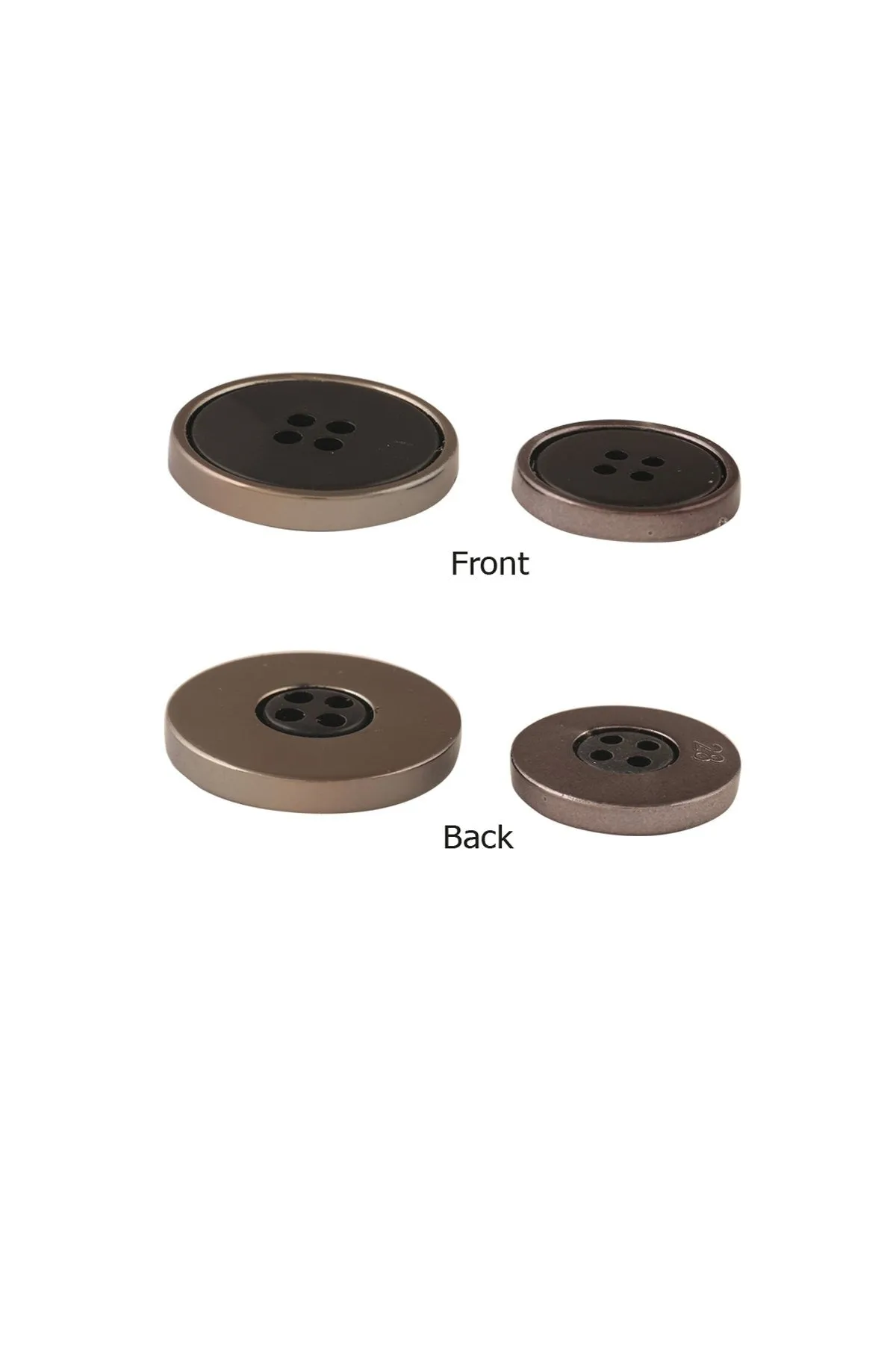 4-Hole Black with Gunmetal Round Shape ABS Button