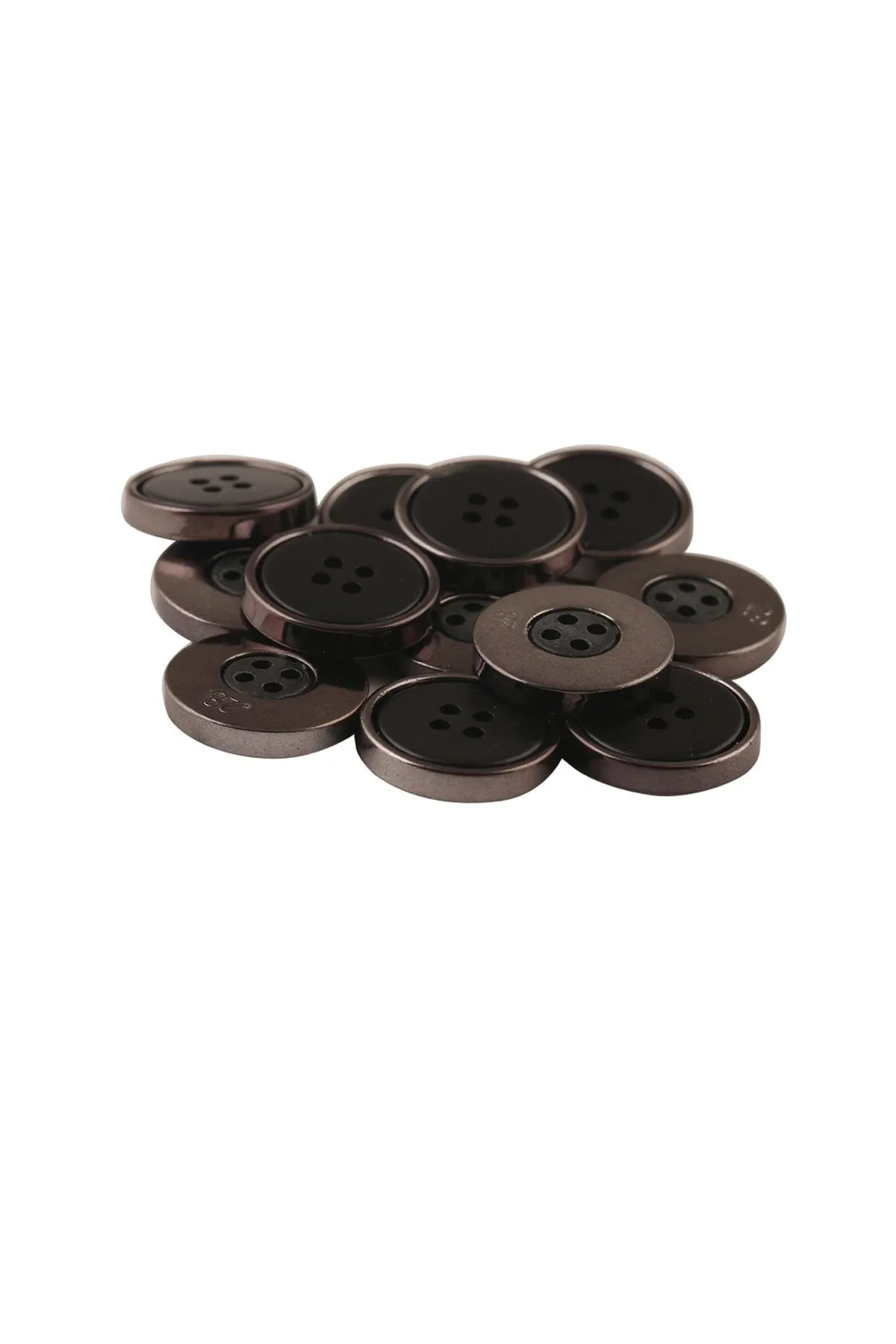 4-Hole Black with Gunmetal Round Shape ABS Button