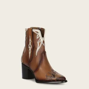 4Q06PH - Cuadra brown western cowgirl python skin ankle boots for women