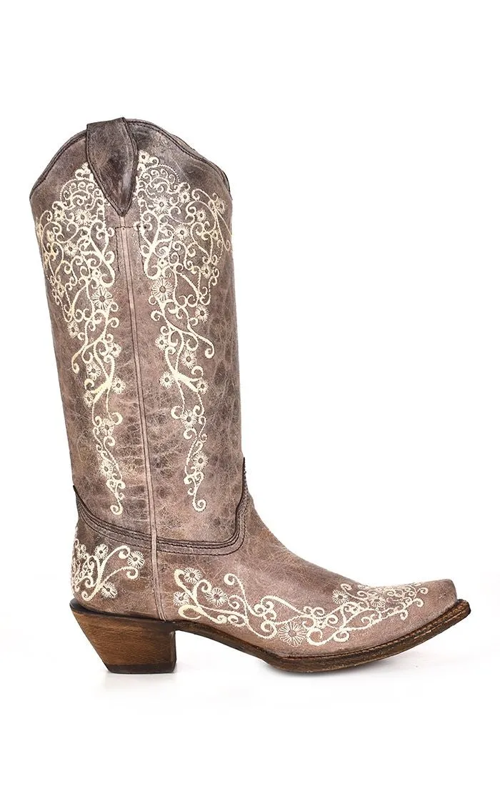 A1094 - Cuadra brown western cowgirl leather snip boots for women