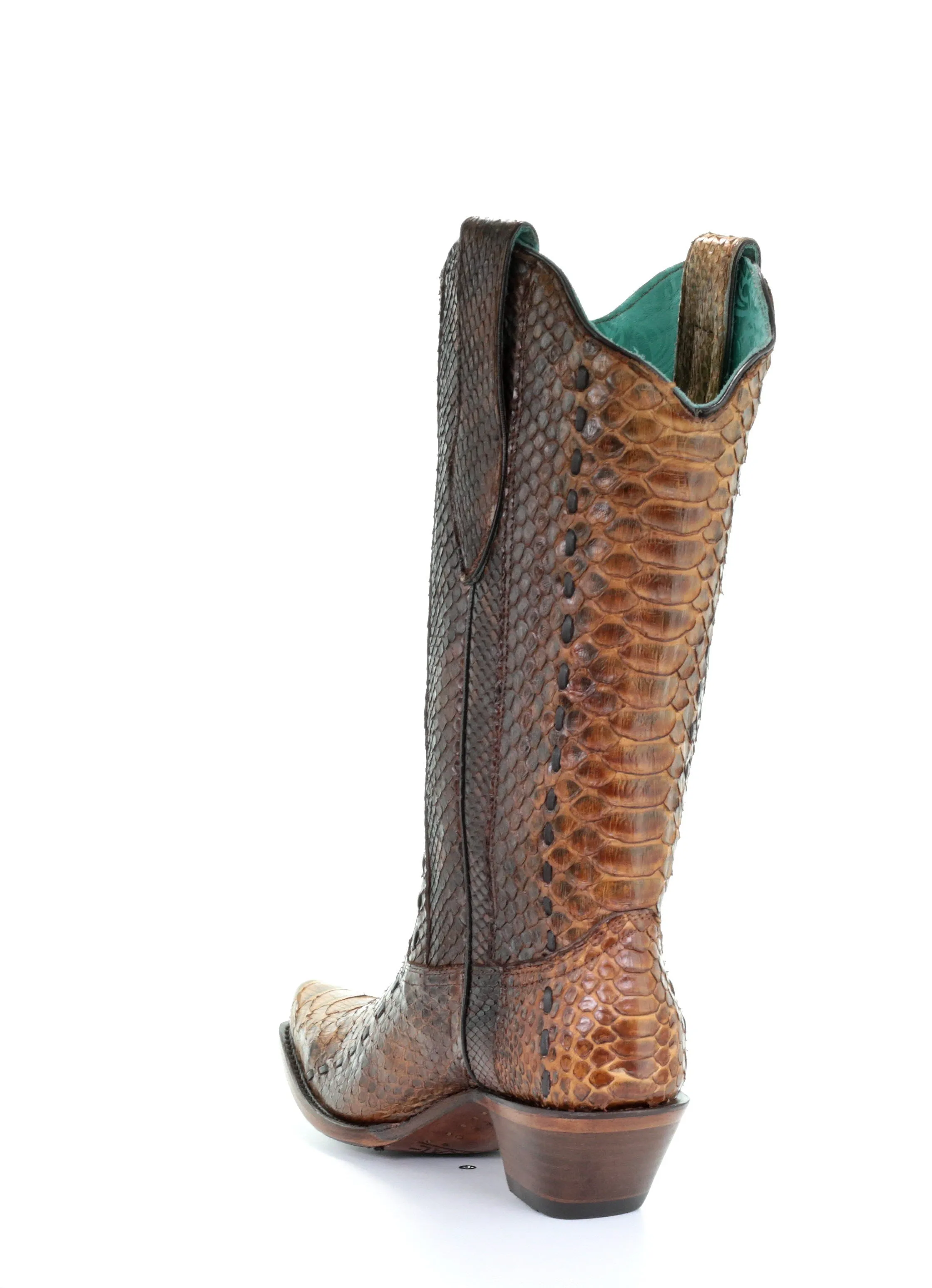 A3659 - Corral brown western cowboy python leather boots for women