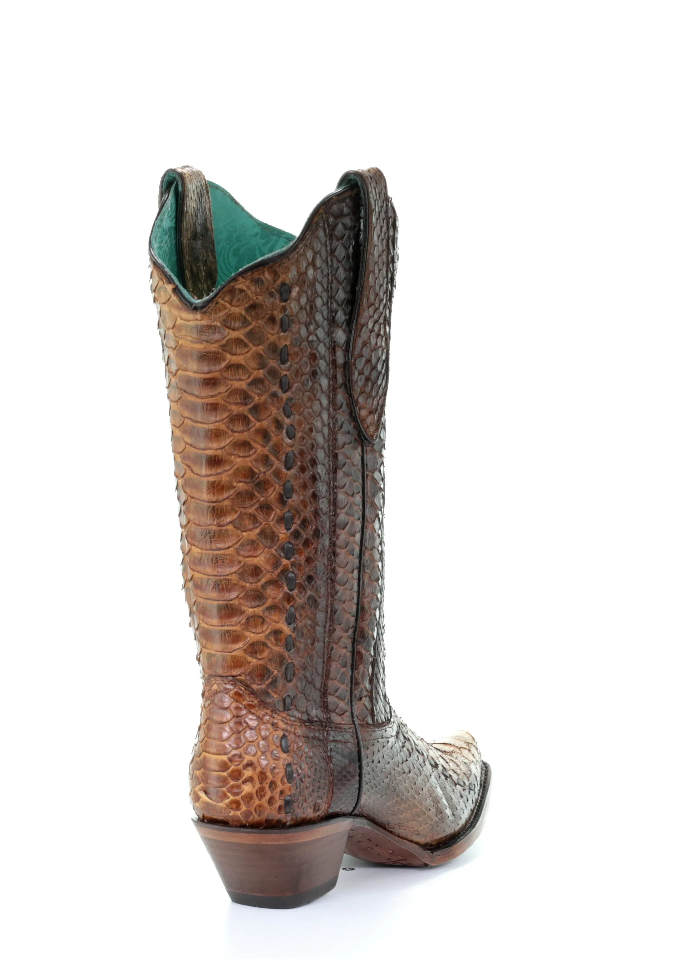 A3659 - Corral brown western cowboy python leather boots for women