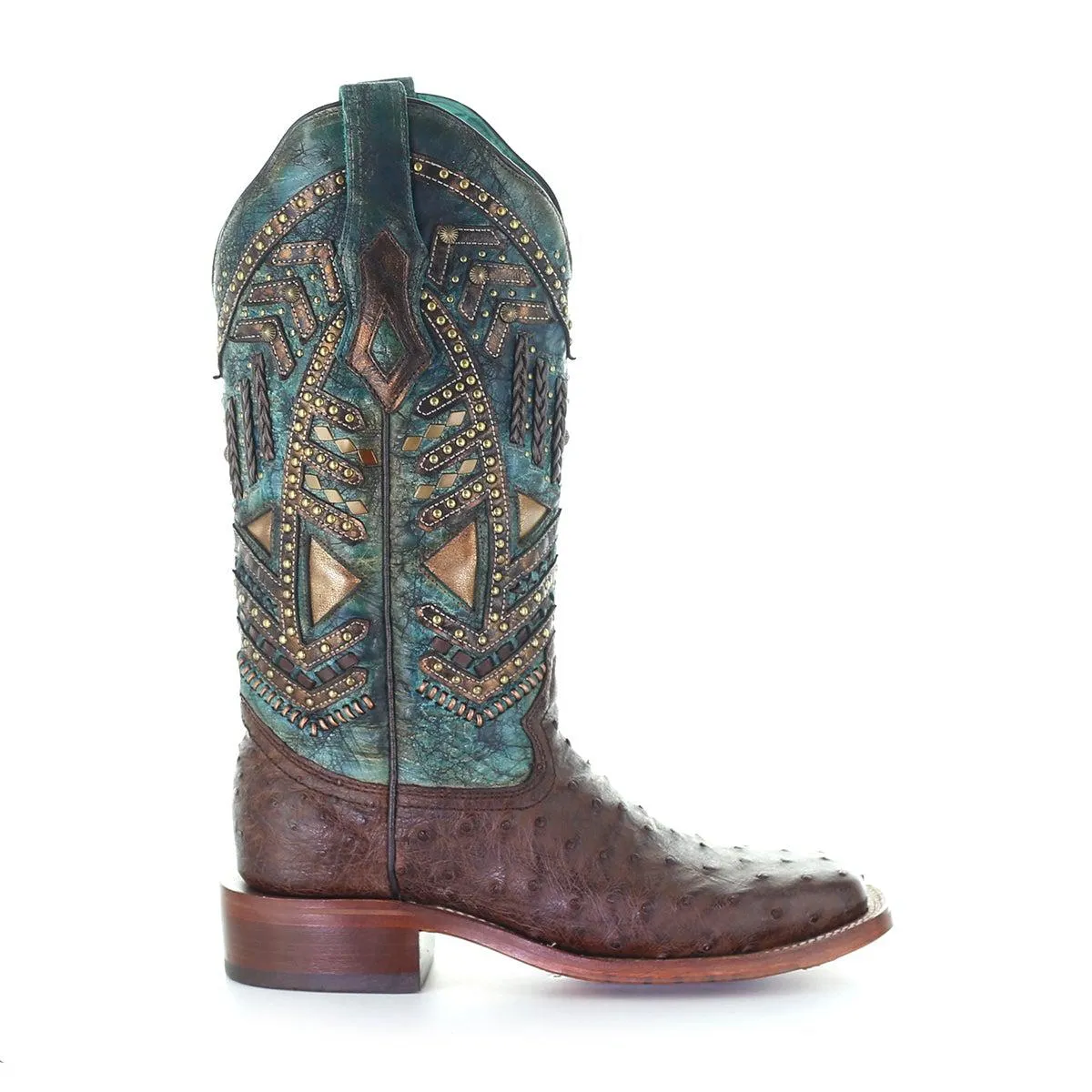 A4059 - Corral brown western cowgirl ostrich boots for women