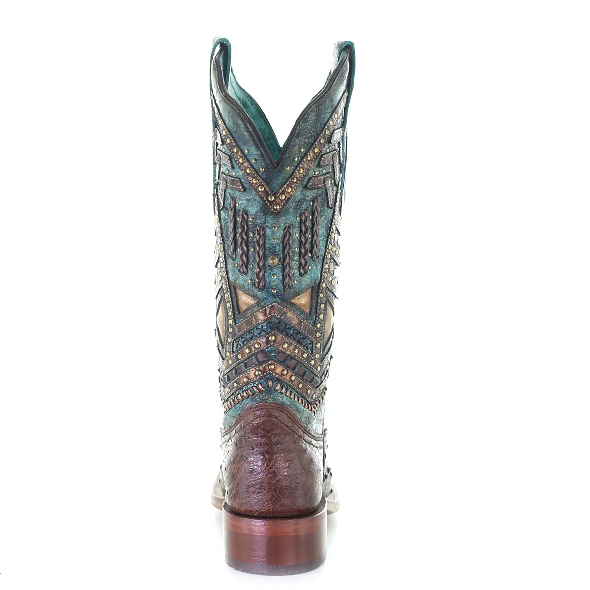 A4059 - Corral brown western cowgirl ostrich boots for women