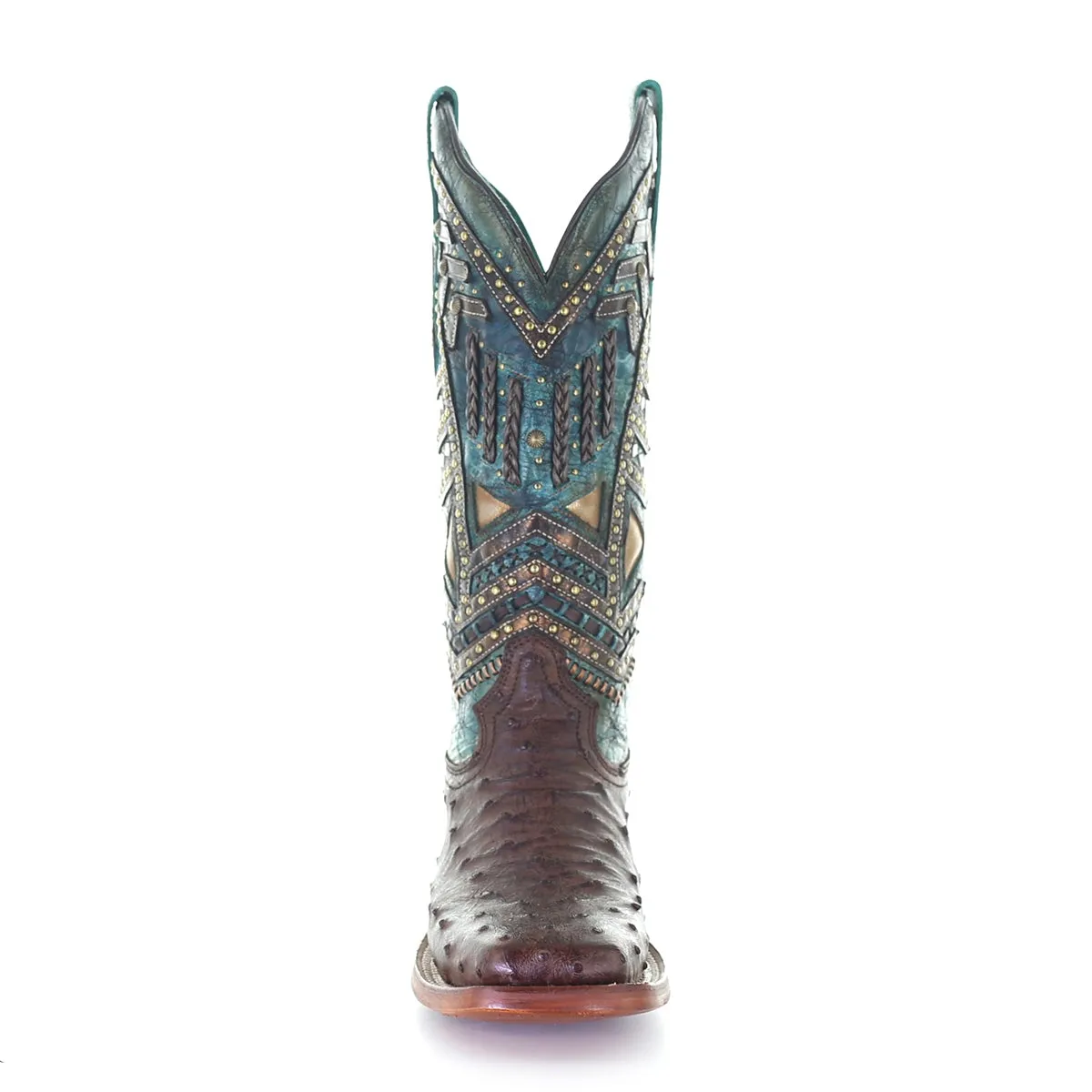 A4059 - Corral brown western cowgirl ostrich boots for women