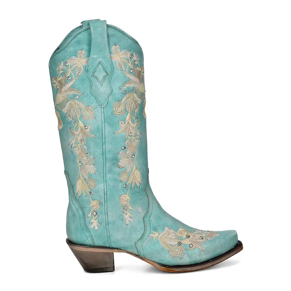 A4239 - Corral turquoise western cowgirl leather boots for women