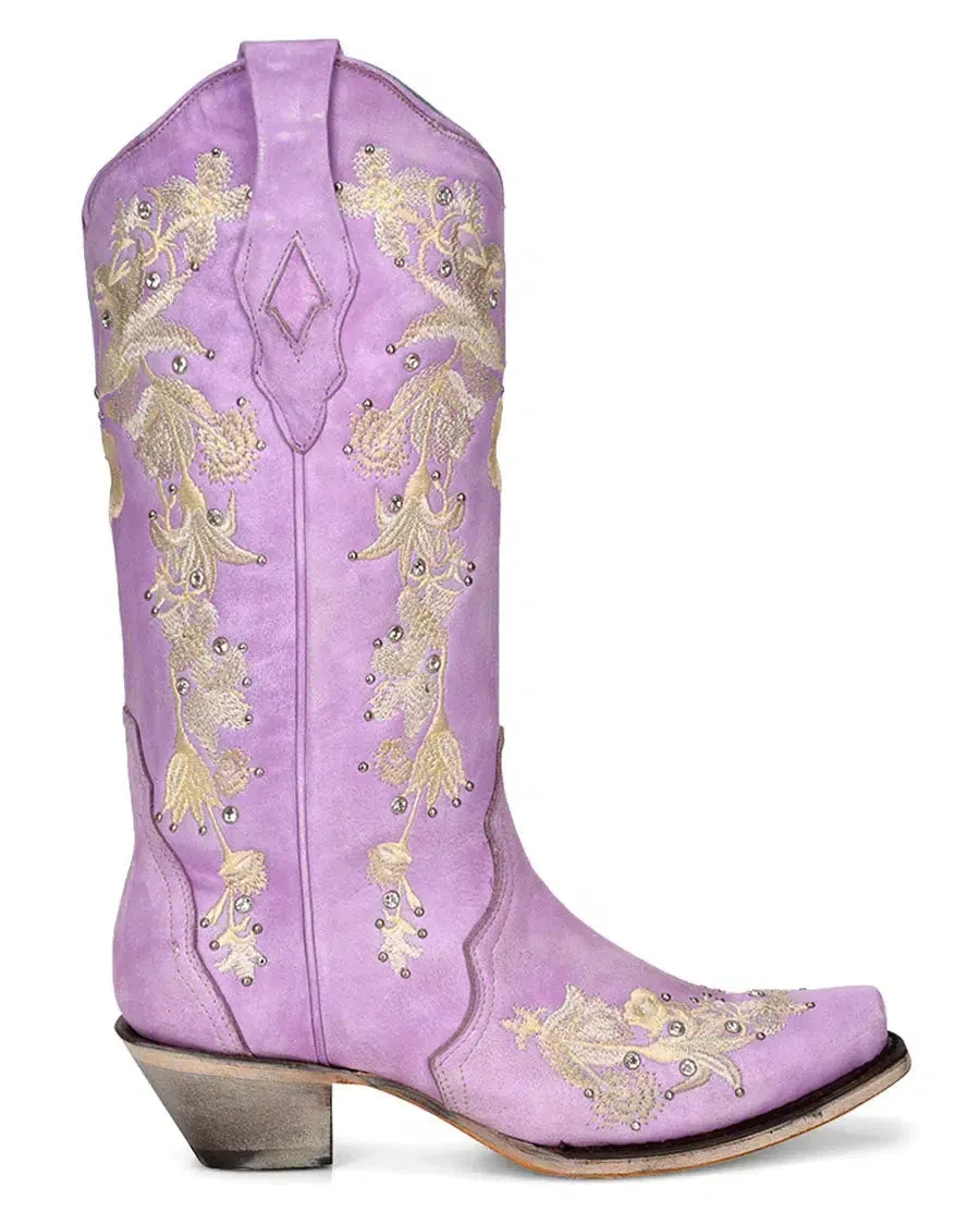 A4241 - Corral pink western cowgirl leather boots for women