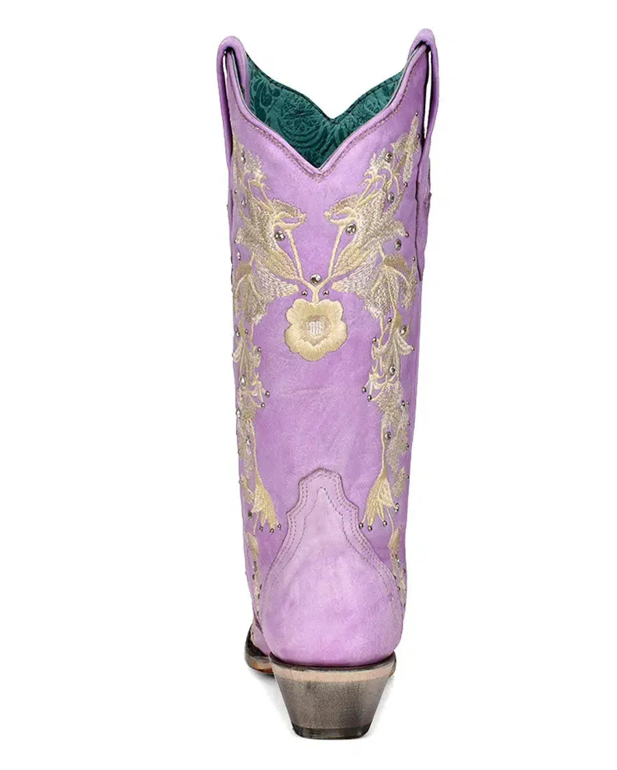 A4241 - Corral pink western cowgirl leather boots for women