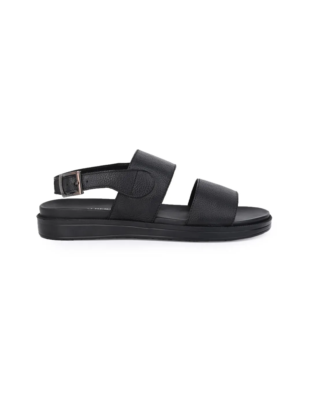 Alberto Torresi Deriko Black Genuine Leather Slingl Back Sandals For Men