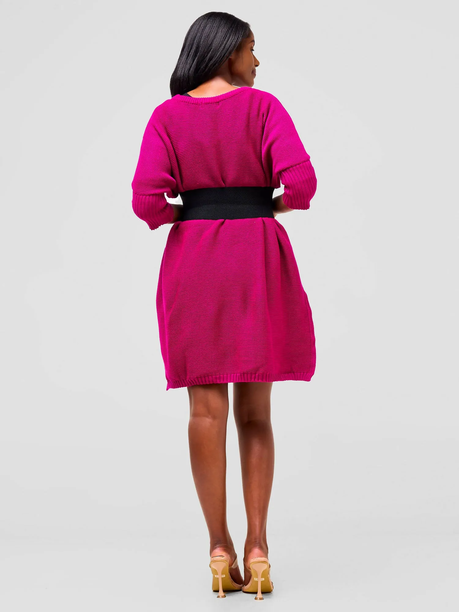 Anel's Knitwear Drop Shoulder Poncho - Hot Pink