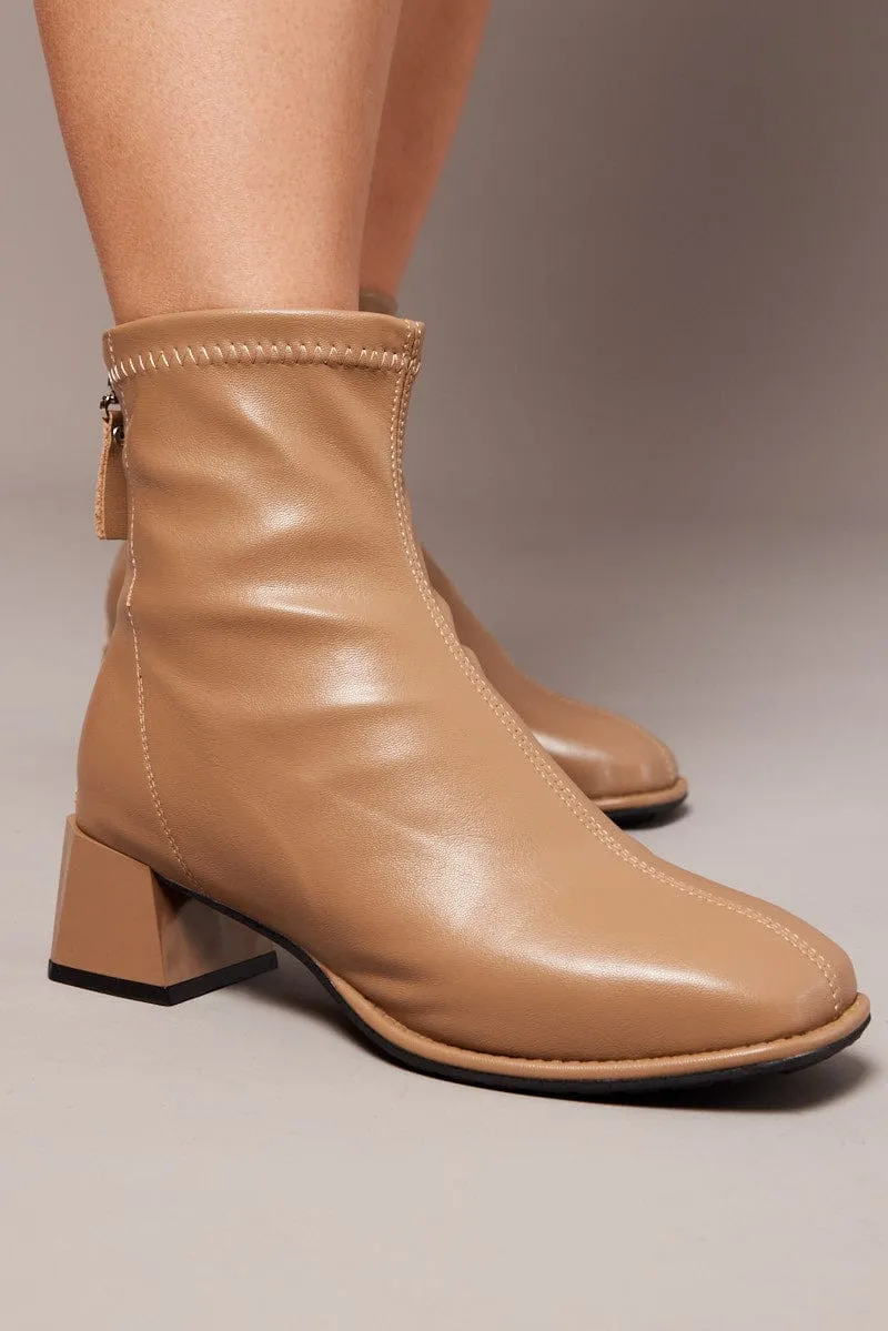 Beige Ankle Boots Sock Boots