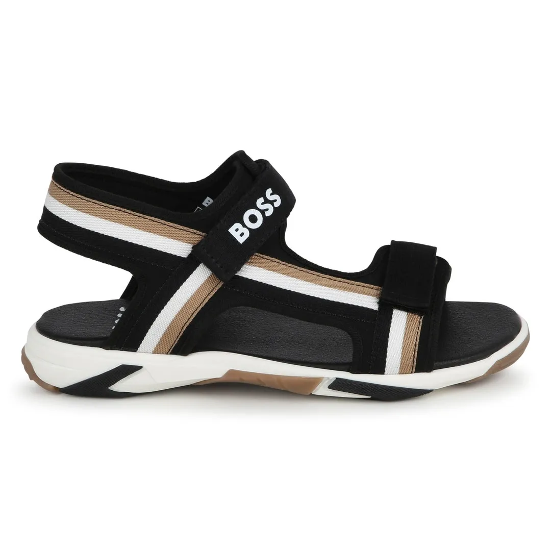 Black Logo Sandals