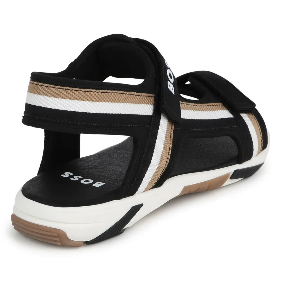 Black Logo Sandals