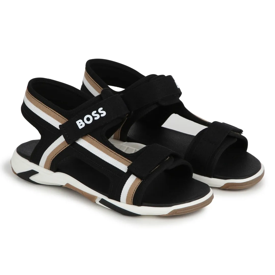 Black Logo Sandals