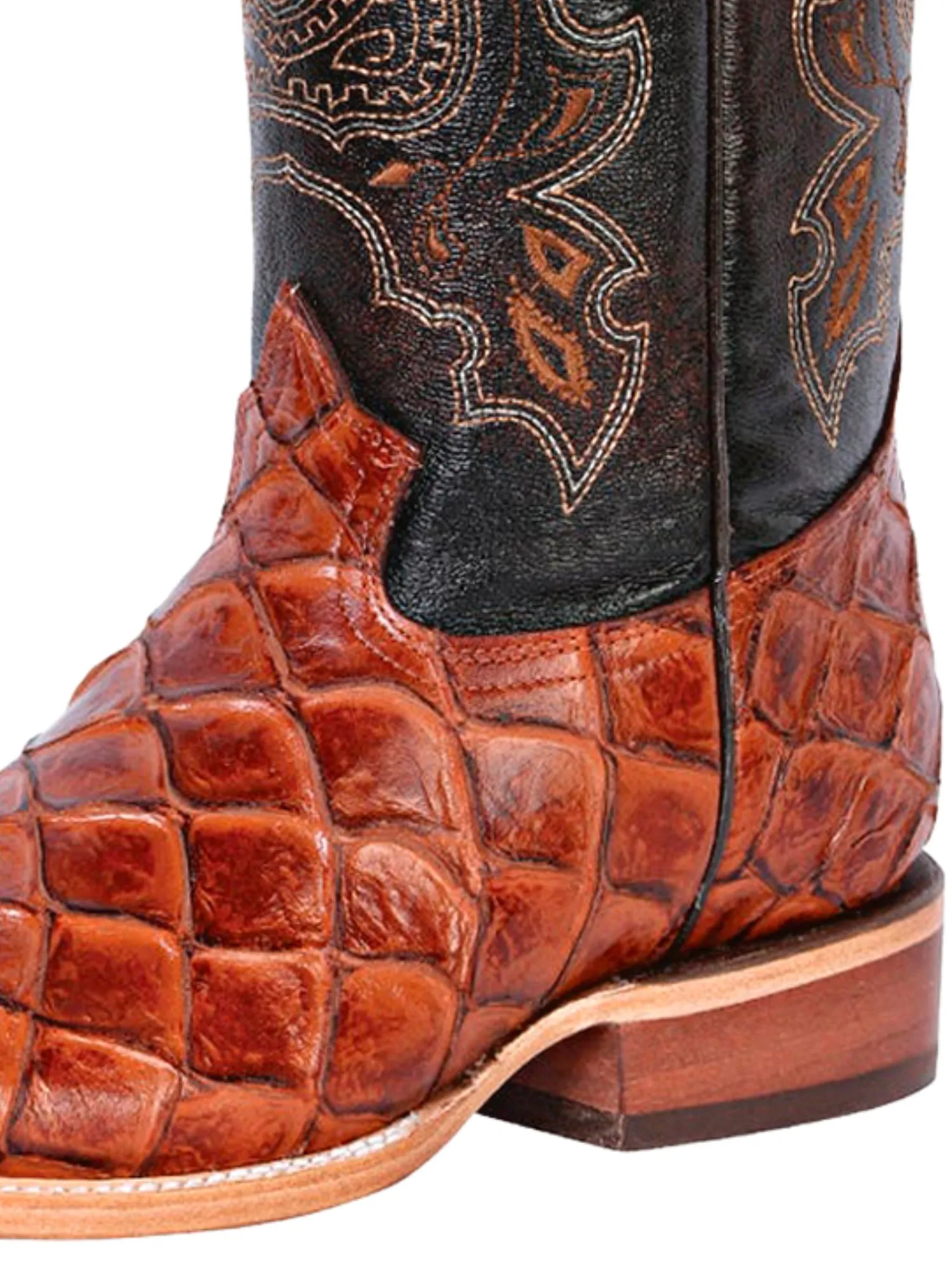 Botas Vaqueras Rodeo Imitacion de Monster Fish Grabado en Piel Vacuno para Hombre 'El General' - ID: 41793