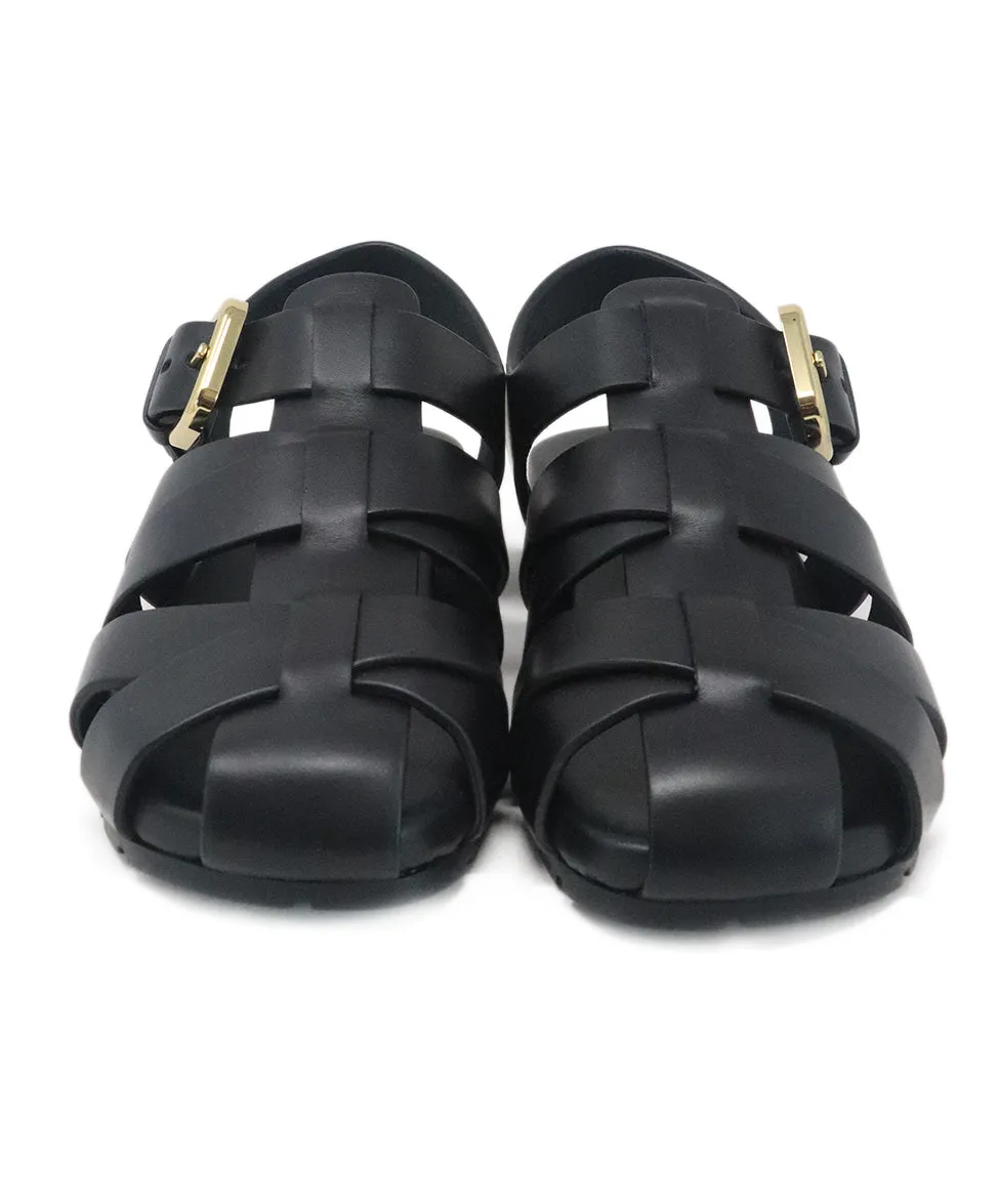 Bottega Veneta Alfie Black Leather Sandals