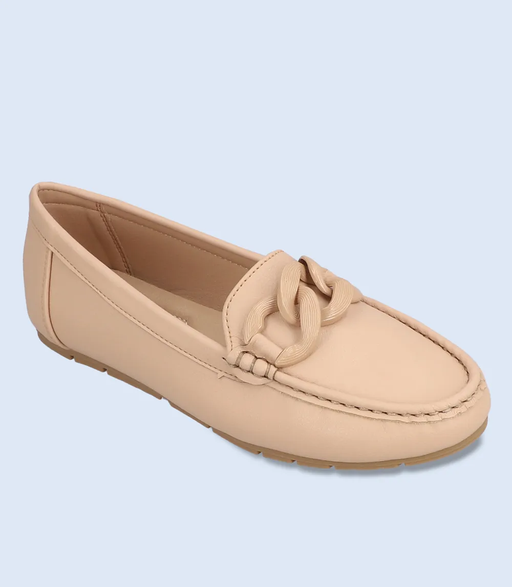 BW8464-BEIGE-Women Casual Moccasins