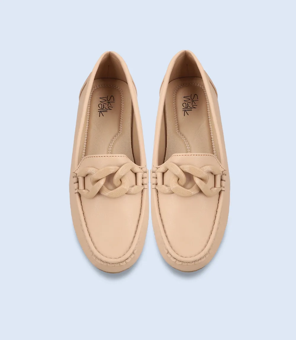 BW8464-BEIGE-Women Casual Moccasins