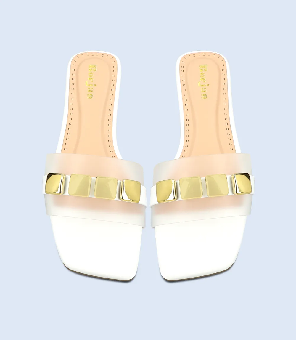 BW9308-WHITE-Women Casual Slipper