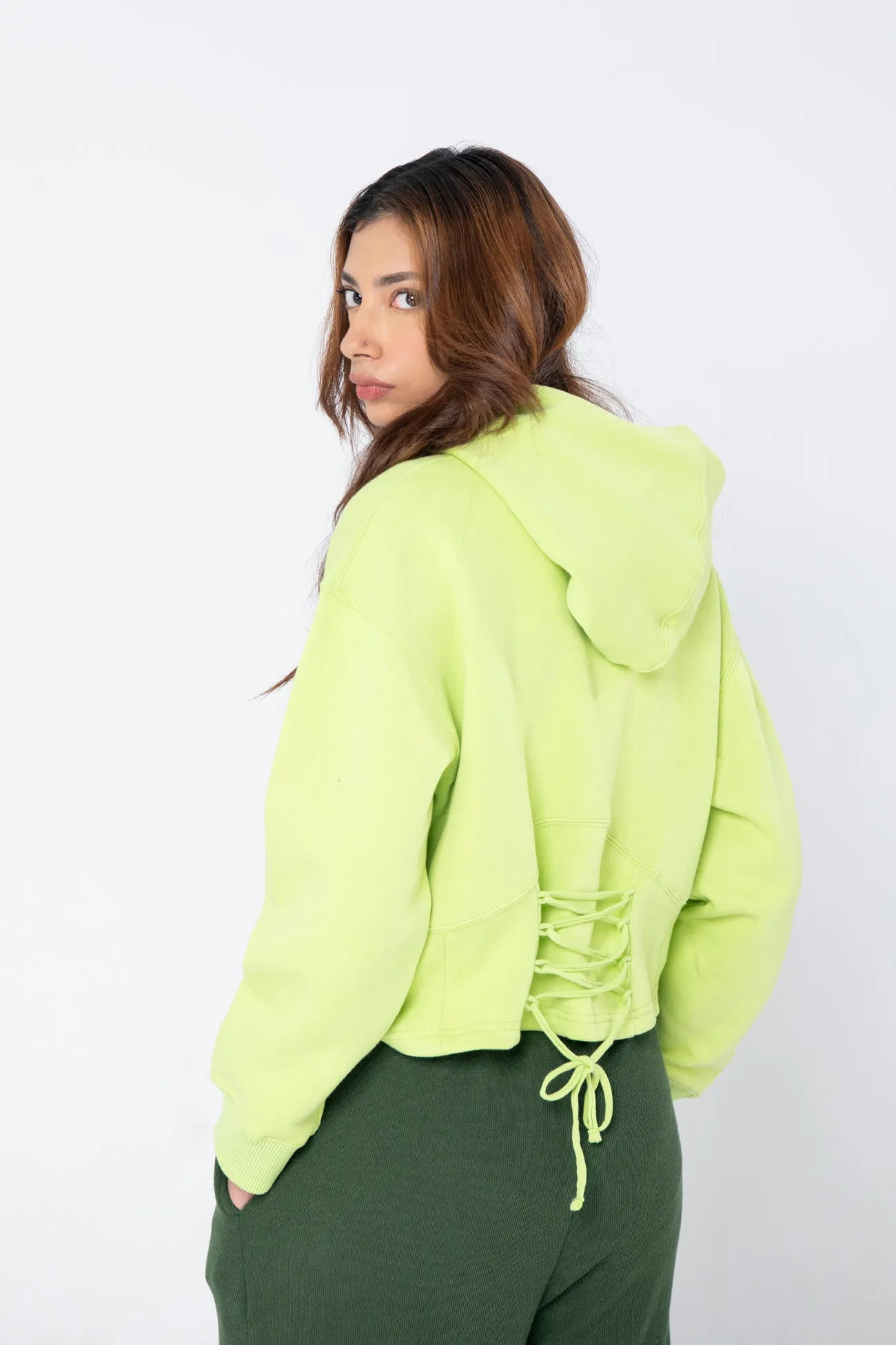 CROPPED LIME HODDIE