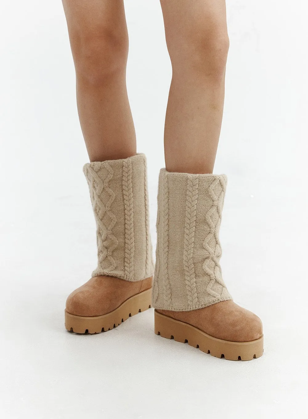 Faux Shearling Knee Boots CJ423