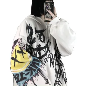 Gothic Cartoon Women Punk Oversize Hooded Sweatshirts