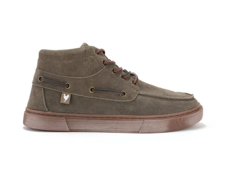 Mylos Mid-Top Khaki Suede Lace Up Mocs for Men