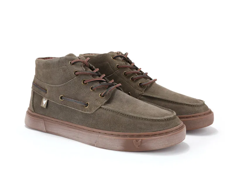 Mylos Mid-Top Khaki Suede Lace Up Mocs for Men