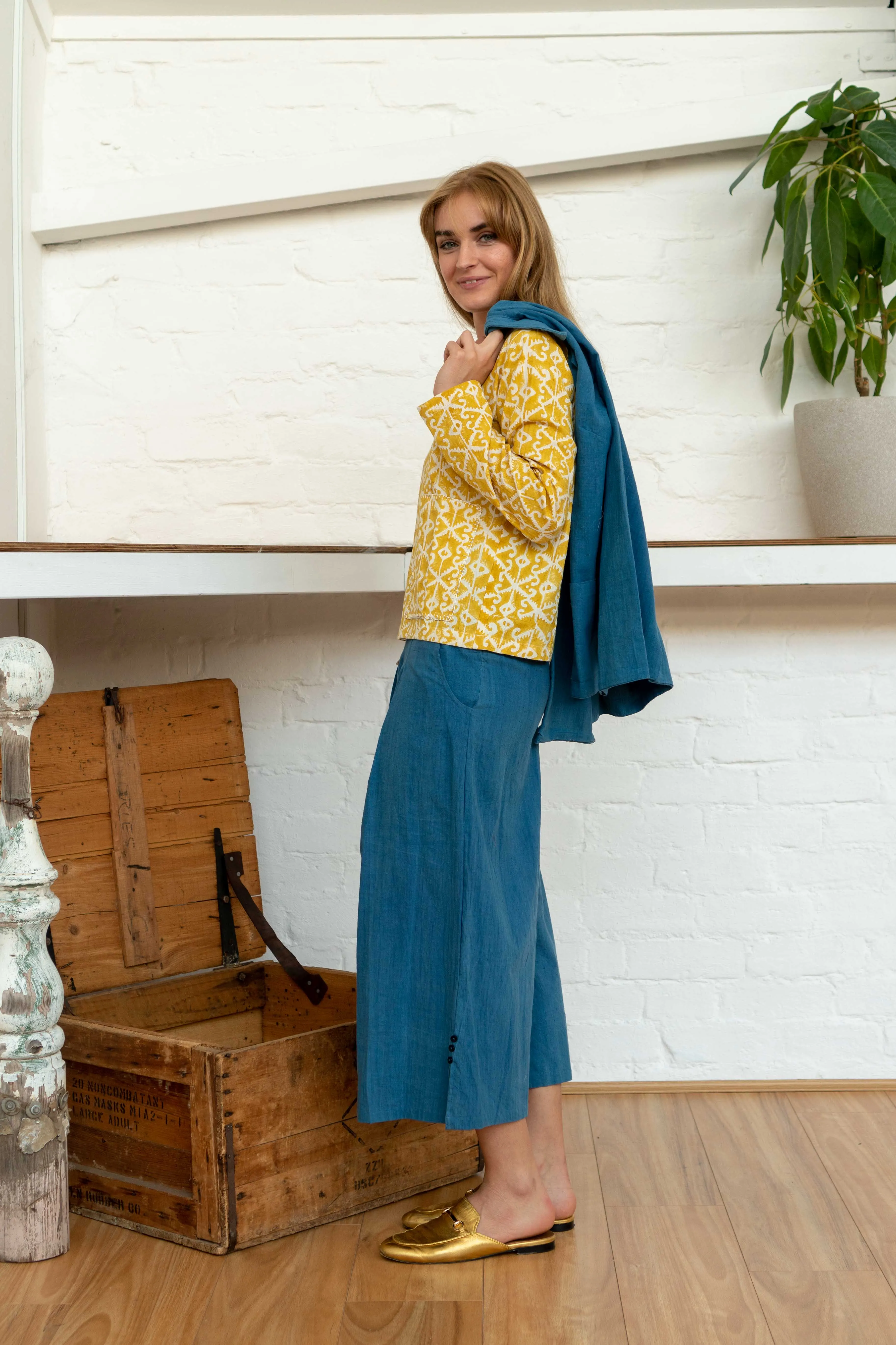 Pocket Top Moroccan Print Yellow