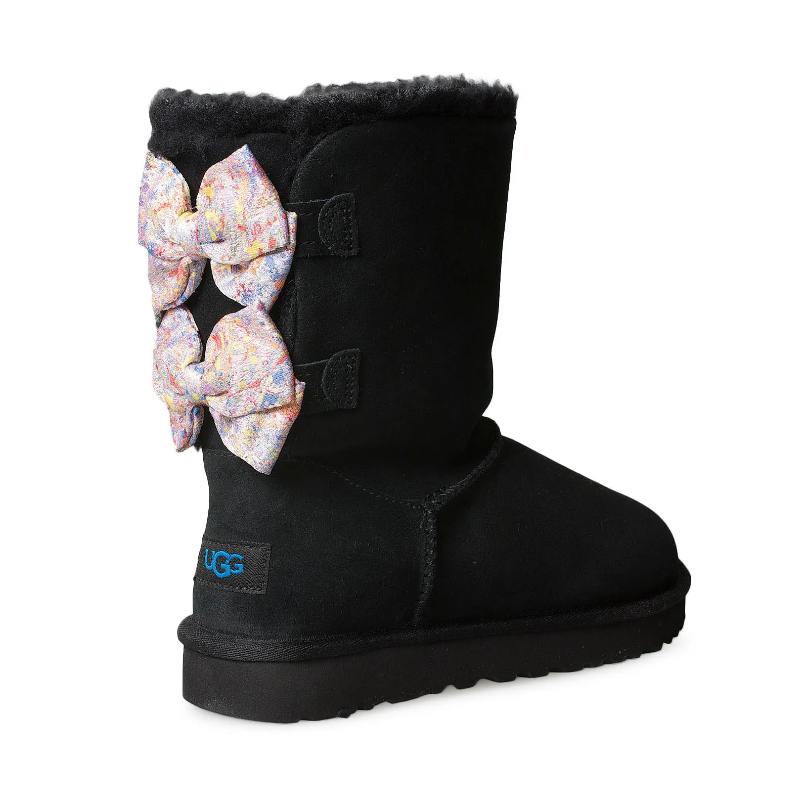 UGG Bailey Bow Abstract Splatter Black Boots - Women's