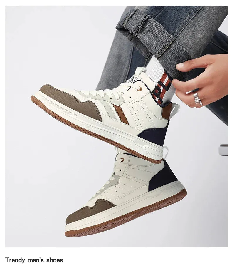 Xituodai  Spring Leather Casual Sneakers Men Skateboarding Shoes Male Fashion Non-Slip Comfortable Flat Vulcanize Shoes